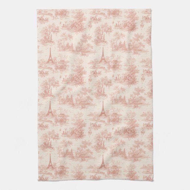 Linge De Cuisine Rose romantique toile de Jouy motif campagne (2) (Vertical)