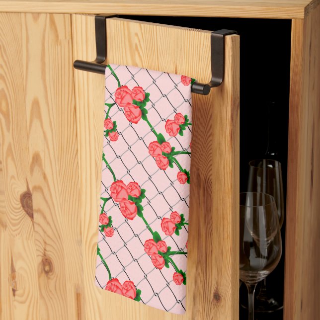 Linge De Cuisine Rose Rose Escalade Chaîne Lien Clôture sans joint  (Pliage en tiers)