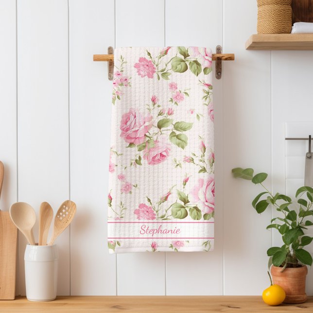 Linge De Cuisine Rose rose personnalisée (Créateur téléchargé)