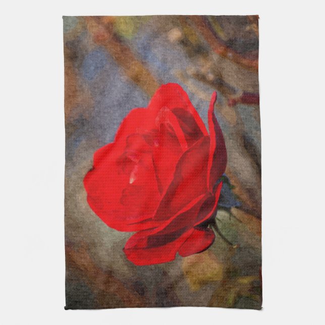 Linge De Cuisine Rose rouge (Vertical)