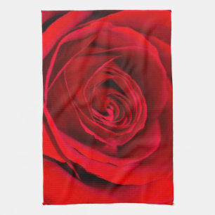 Linge De Cuisine Rose rouge romantique en pleine floraison