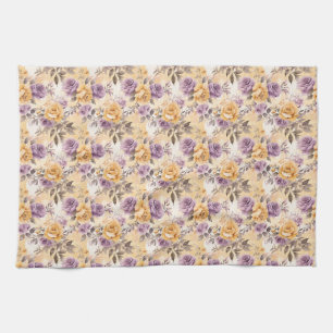 Linge De Cuisine Rose transparent en jaune, violet et lavande