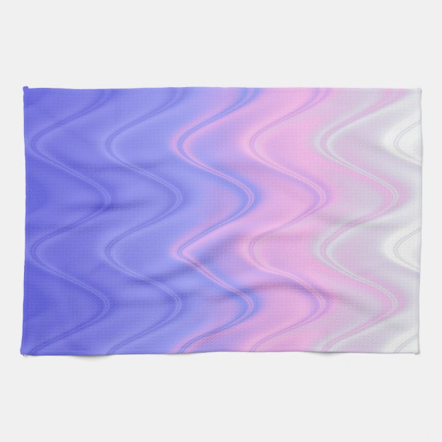 Linge De Cuisine Rose Violet Abstrait Ondulé (Horizontal)