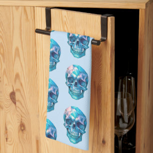 Linge De Cuisine Rose Violet Bleu Crâne Bleu Clair Halloween