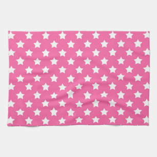 Linge De Cuisine Rose White Stars Motif Décor