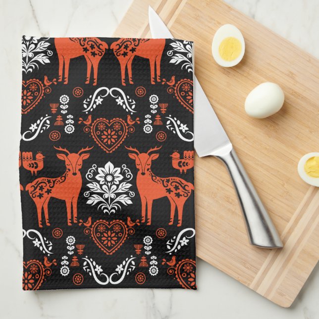 Linge De Cuisine Rosemaling Norwegian Folk Art (Quart Plié)