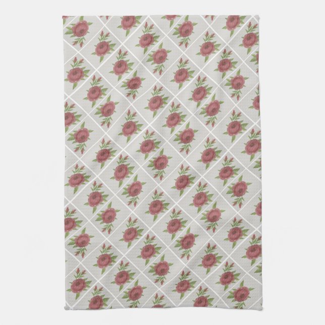 Linge De Cuisine Roses partout (Vertical)