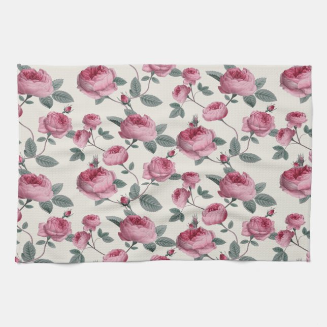 Linge De Cuisine Roses roses (Horizontal)