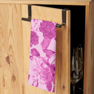 Linge De Cuisine Roses roses avec Motif Feuille