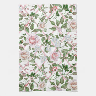 Linge De Cuisine Roses roses - Florale Vintage d'aquarelle