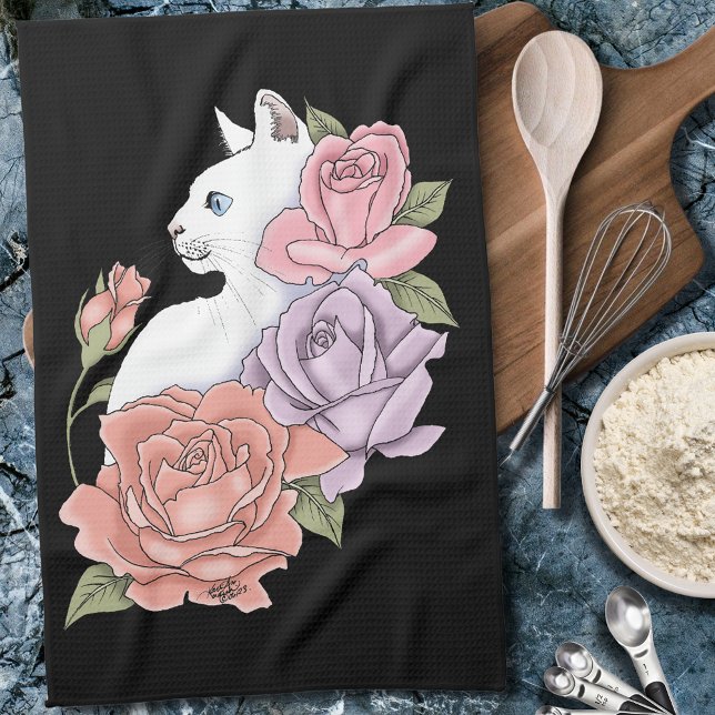 Linge De Cuisine Roses roses roses blanches Peach Lavender (Créateur téléchargé)