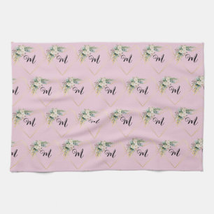 Linge De Cuisine Roses roses roses blanches vintages Monogramme de
