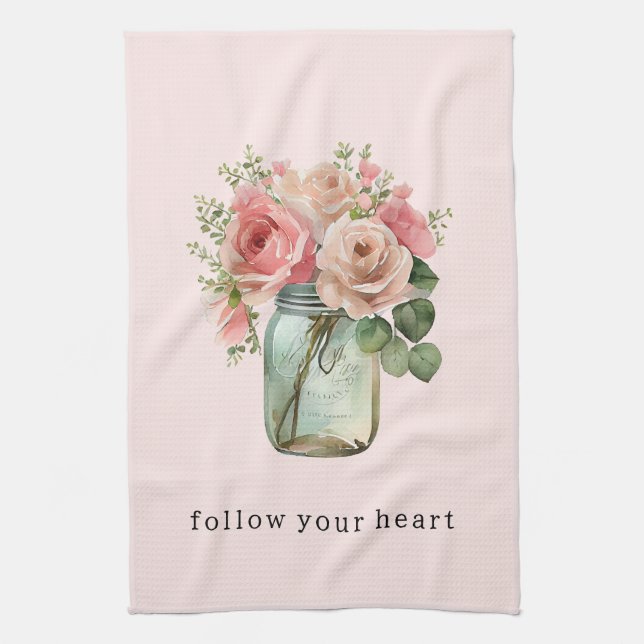 Linge De Cuisine Roses roses roses Floral Mason Jar (Vertical)