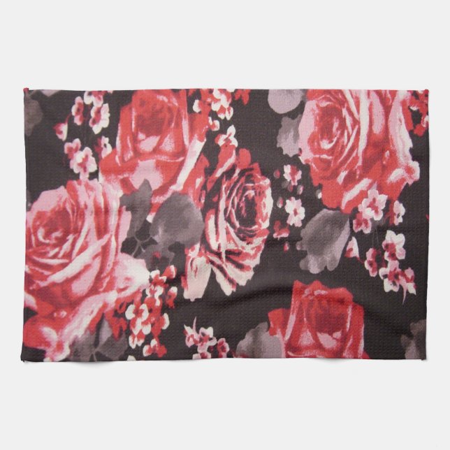 LINGE DE CUISINE ROSES ROUGES (Horizontal)