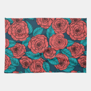 Linge De Cuisine Roses rouges