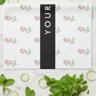 Linge De Cuisine Roses Rouges, Motif De Roses, Votre Nom