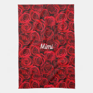 Linge De Cuisine Roses rouges personnalisées Imprimer sur tout