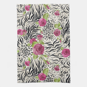 Linge De Cuisine Roses sur le motif animal