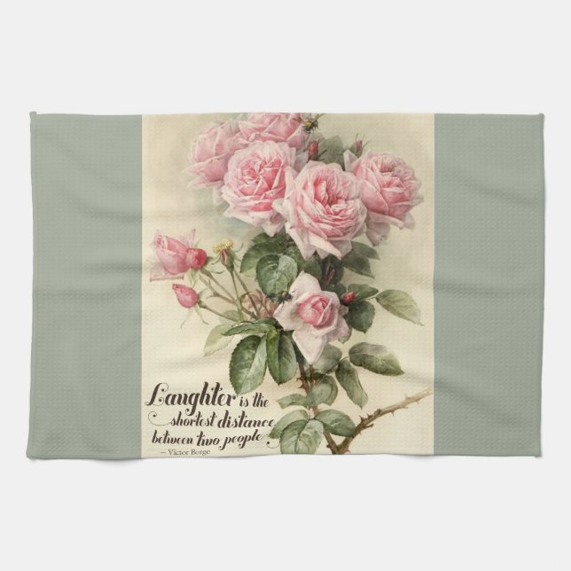 Linge De Cuisine Roses victoriens roses chics minables (Horizontal)
