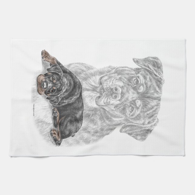 Linge De Cuisine Rottweiler Chien Art (Horizontal)