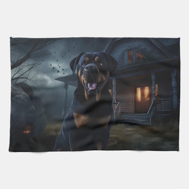 Linge De Cuisine Rottweiler Halloween Effrayant  (Horizontal)