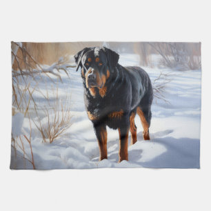 Linge De Cuisine Rottweiler Laissez Tomber La Neige Noël