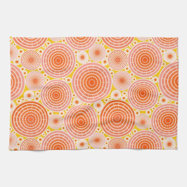 Linge De Cuisine Roues imbriquées - orange et or (Horizontal)