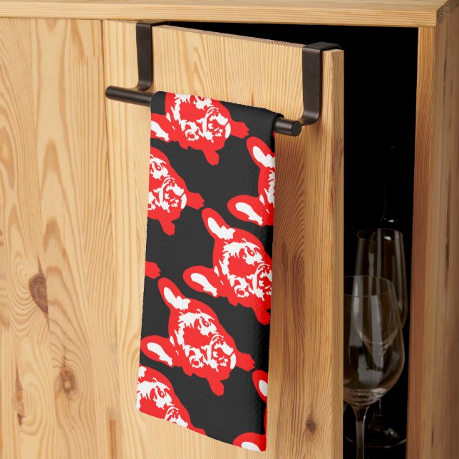 Linge De Cuisine Rouge Blanc adorable Bouledogue Français (Pliage en tiers)