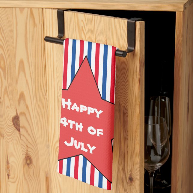 Linge De Cuisine Rouge Blanc Bleu 4 juillet  (Pliage en tiers)