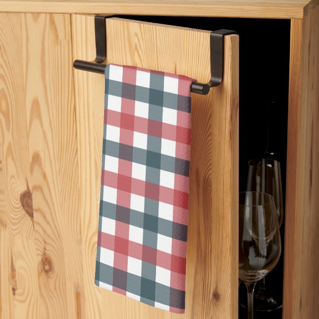 Linge De Cuisine Rouge blanc et bleu plaid (Pliage en tiers)