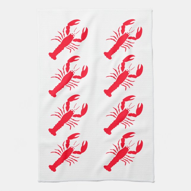 Linge De Cuisine Rouge Blanc Homard Fruits de mer 4Nicholas (Vertical)