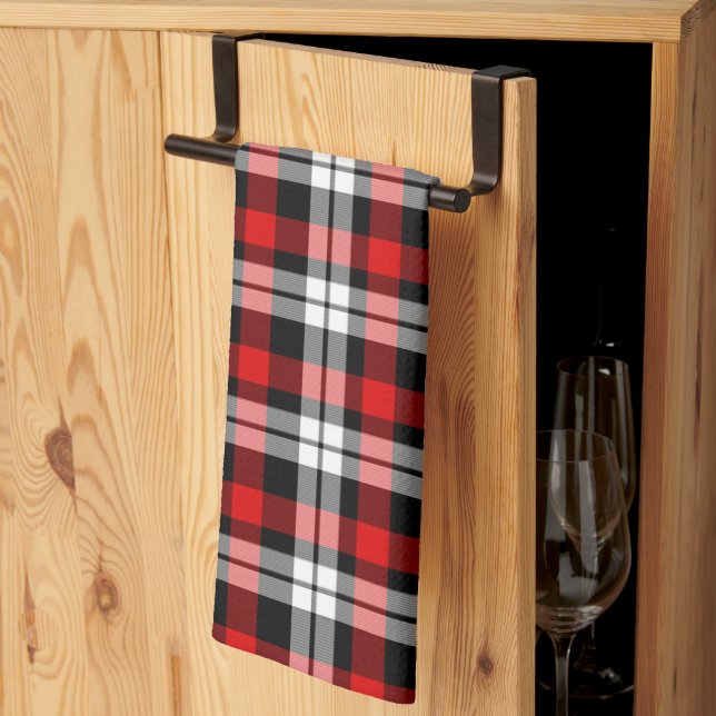 Linge De Cuisine Rouge Blanc Noir Buffalo Check Plaid Motif (Pliage en tiers)