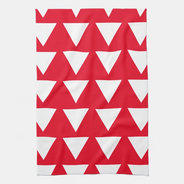 Linge De Cuisine Rouge Blanc Triangle Motif Art moderne (Vertical)