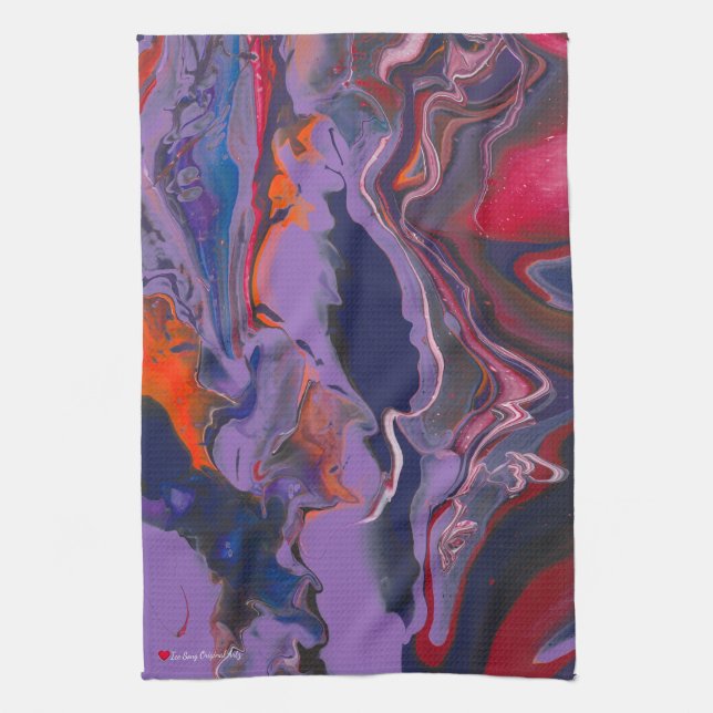 Linge De Cuisine Rouge blanc violet bleu orange Abstrait (Vertical)
