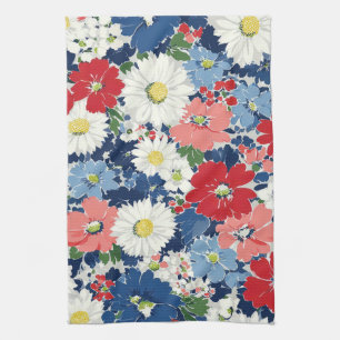 Linge De Cuisine Rouge Bleu Blanc Floral Patriotique (3)