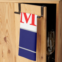 Linge De Cuisine Rouge Bleu Patriotique Monogramme