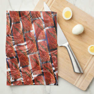 Linge De Cuisine Rouge, bulles sur grating ou effet brique? Métalli