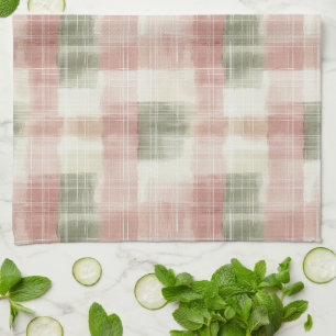 Linge De Cuisine Rouge Chic Menthe Crème Carreaux Rayures  