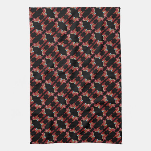 Linge De Cuisine Rouge Diamond Dala Horses Dishtowel (Vertical)