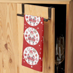 Linge De Cuisine Rouge du Père Noël scandinave