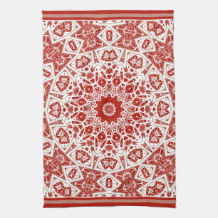 Linge De Cuisine rouge et blanc, bandana ethnique