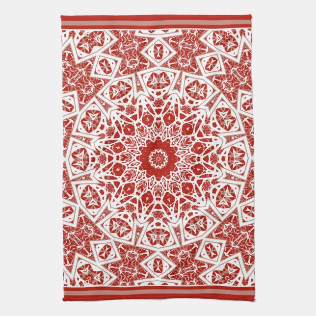 Linge De Cuisine rouge et blanc, bandana ethnique (Vertical)