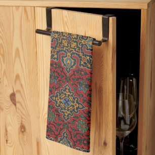 Linge De Cuisine Rouge et bleu classique, Motif de tapis persan