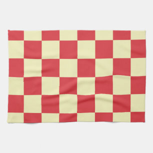 Linge De Cuisine Rouge et crème carreaux à la ferme vintage