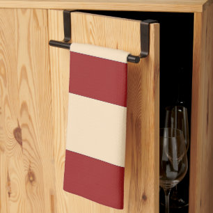 Linge De Cuisine Rouge foncé + Larges Rayures Crème
