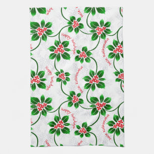 Linge De Cuisine Rouge hawaïen de Noël de Mele Kalikimaka de houx