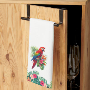 Linge De Cuisine Rouge macaw tropical floral