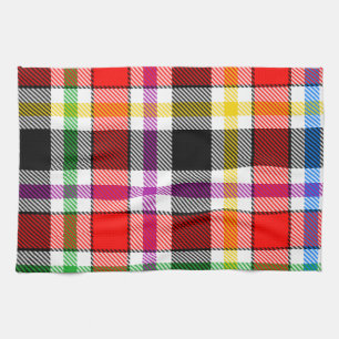 Linge De Cuisine Rouge Noir Multicolore Flannel Plaid Tartan Design