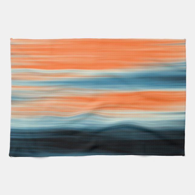 Linge De Cuisine Rouge Orange Bleu Tendances à Rayures (Horizontal)