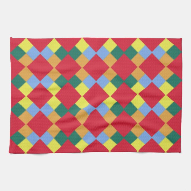 Linge De Cuisine Rouge orange jaune bleu vert (Horizontal)